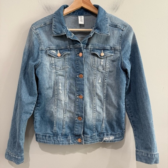 H&M Girls Jean Jacket Distressed Size 11-12 - Picture 1 of 7